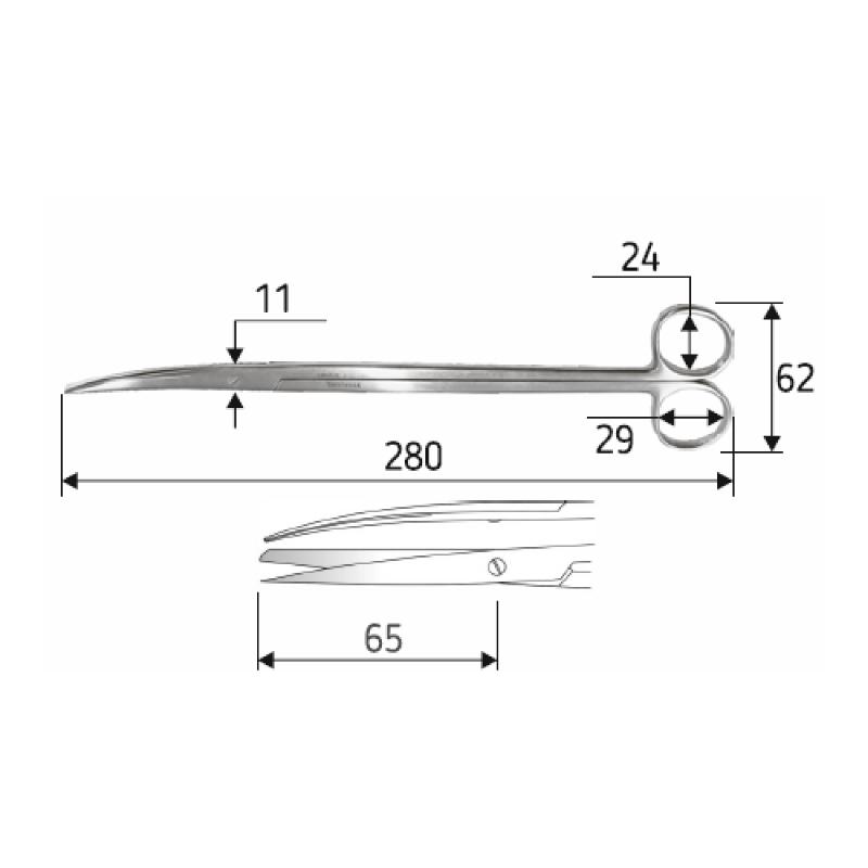 Ножиці J-22-088 Metzenbaum-Nelson , 28 cм, гострий /тупий, вигнуті